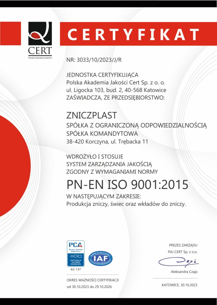iso9001 zniczplast